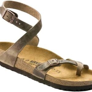 Birkenstock Brown Sandals with Cork Footbed and Buckle Closure